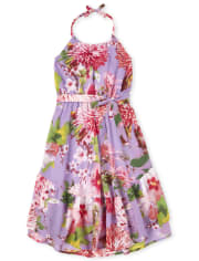 Girls Mommy And Me Floral Matching Halter Dress