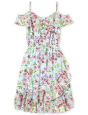 Womens Mommy And Me Floral Matching Cold Shoulder Dress