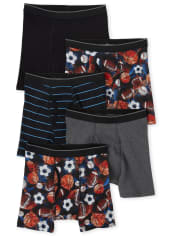 Boys Sports Boxer Brief Underwear 5-Pack