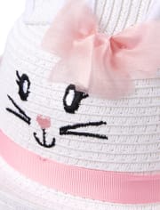 Baby Girls Embroidered Bunny Straw Hat