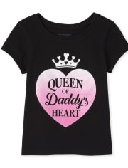 Baby And Toddler Girls Glitter Daddy's Heart Graphic Tee
