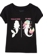 Baby And Toddler Girls Mommy And Me Glitter Mermaid Matching Graphic Tee