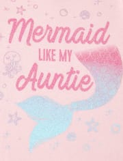 Camiseta con estampado de tía sirena brillante para bebés y niñas pequeñas