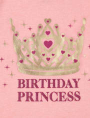 Girls Mommy And Me Glitter Birthday Princess Matching Graphic Tee