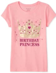 Girls Mommy And Me Glitter Birthday Princess Matching Graphic Tee