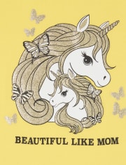 Girls Glitter Mom Unicorn Graphic Tee