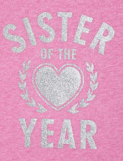 Baby And Toddler Girls Glitter Sister Of The Year Graphic Tee