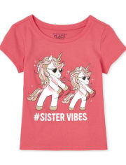 Camiseta gráfica a juego con unicornio para niñas pequeñas y bebés