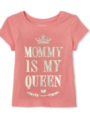 Baby And Toddler Girls Foil Queen Matching Graphic Tee