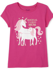 Girls Mom Unicorn Graphic Tee