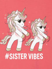 Girls Sister Unicorn Graphic Tee