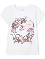 Girls Glitter Magical Unicorn Graphic Tee