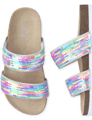 Girls Rainbow Flip Sequin Sandals