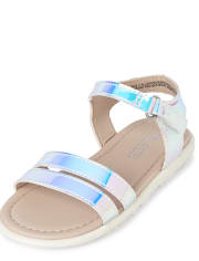 girls iridescent sandals