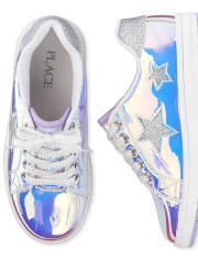 Girls Glitter Star Holographic Low Top Sneakers