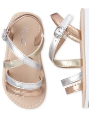 Toddler Girls Metallic Faux Leather Matching Gladiator Sandals | The ...
