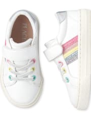 Toddler Girls Glitter Rainbow Striped Low Top Sneakers