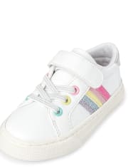Toddler Girls Glitter Rainbow Striped Low Top Sneakers