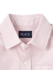 Boys Striped Oxford Matching Button Up Shirt