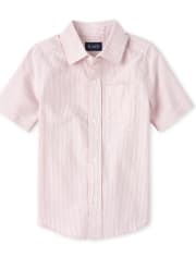 Boys Striped Oxford Matching Button Up Shirt