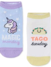 Girls Days Of The Week Unicorn Ankle Socks 7-Pack