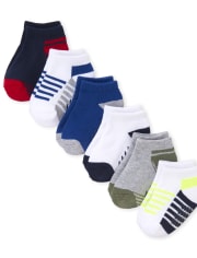 Calcetines tobilleros acolchados a rayas para niños pequeños, paquete de 6