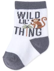 Lot de 6 chaussettes mi-longues motif animaux bébé garçon
