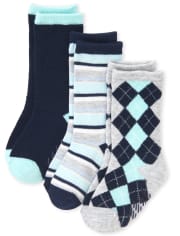 Toddler Boys Argyle Matching Crew Socks 3-Pack