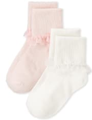Girls Ruffle Turn Cuff Socks 2-Pack