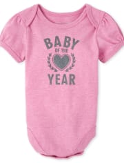 Baby Girls Glitter Baby Of The Year Graphic Bodysuit