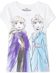 T-shirt graphique Anna et Elsa Disney La Reine des Neiges 2 pour filles