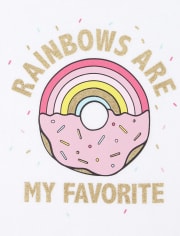 Baby And Toddler Girls Glitter Rainbow Donut Graphic Tee