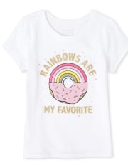 Baby And Toddler Girls Glitter Rainbow Donut Graphic Tee
