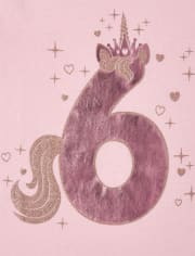 Girls Birthday Glitter Unicorn 6 Graphic Tee