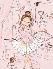 Girls Glitter Ballerina Graphic Tee