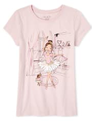 Girls Glitter Ballerina Graphic Tee