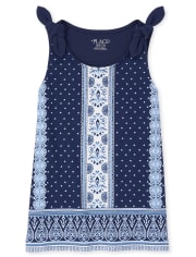 Girls Paisley Floral Tie Shoulder Tank Top