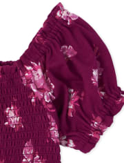 Girls Floral Smocked Top