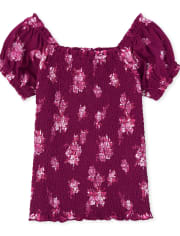 Girls Floral Smocked Top