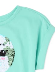 Girls Flip Sequin Love Pineapple Top