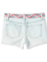 Girls Tassel Denim Shortie Shorts