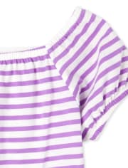 Girls Striped Tie Front Top