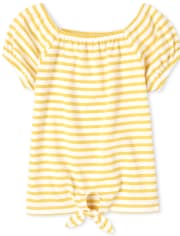 Girls Striped Tie Front Top