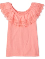 Girls Crochet Ruffle Top