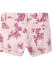 Shorts de sarga floral para niña