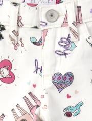 Girls Print Denim Skimmer Shorts