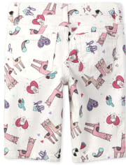 Girls Print Denim Skimmer Shorts
