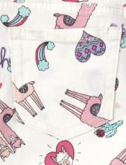Girls Print Denim Skimmer Shorts