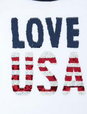 Girls Americana Flip Sequin Love USA Tie Front Top