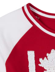 Girls Canada Day Love Tie Front Top